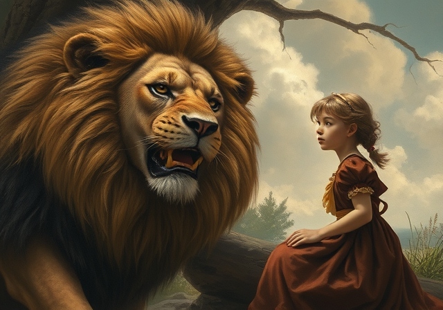 la fille et le lion